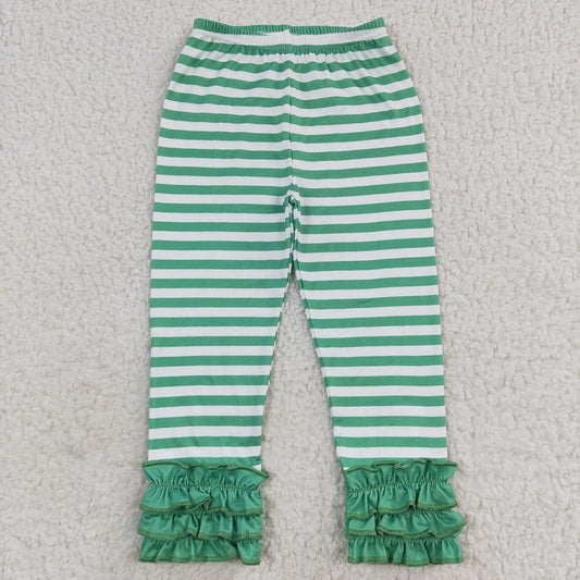 P0175 Green and white striped lace trousers