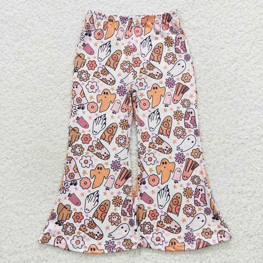 P0201 Flower ghost star white milk silk trousers