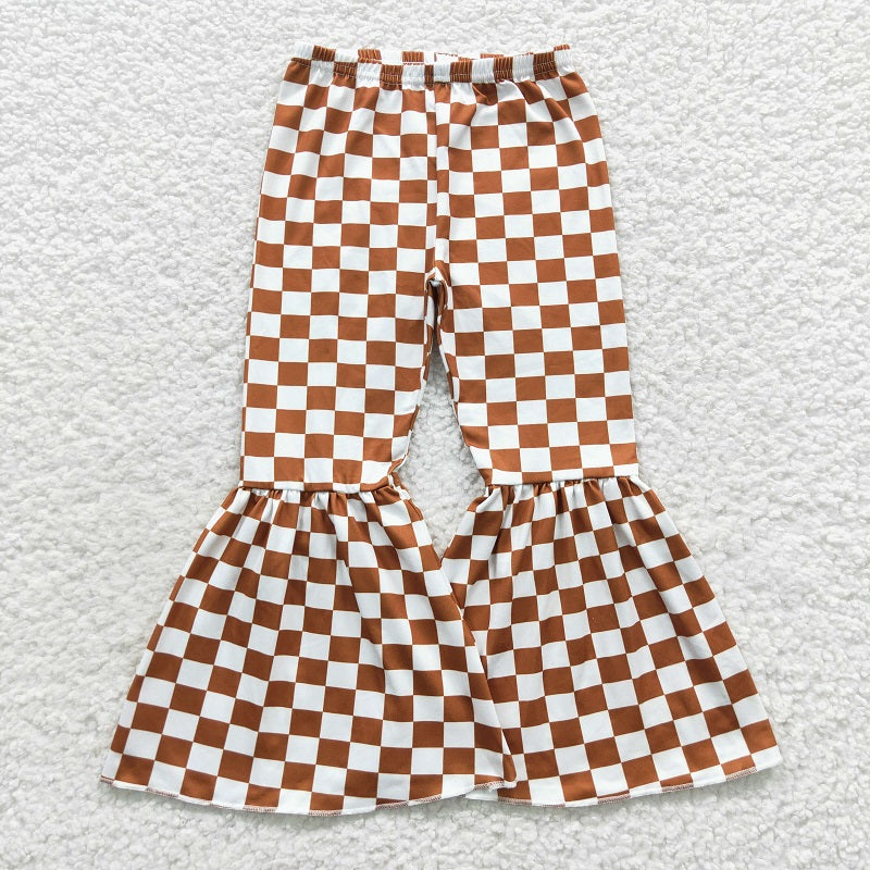 P0204 White Brown Plaid Milk Silk Trousers