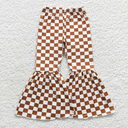P0204 White Brown Plaid Milk Silk Trousers