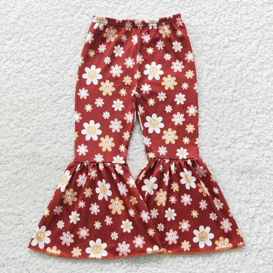 P0206 Happy Flower Russet Milk Silk Trousers