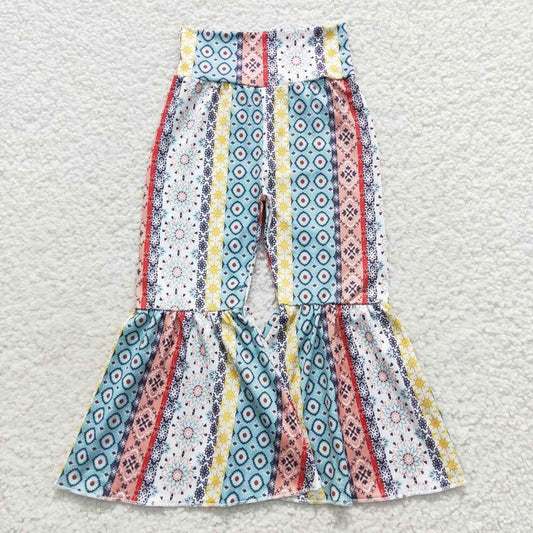 P0220 floral retro geometric trousers