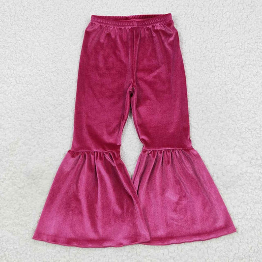 P0224 Fashion Girls Pants Hot Pink Color Vevlet Long Trousers
