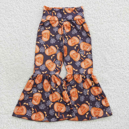 P0231 Halloween Cobweb Pumpkin Brown Black Trousers