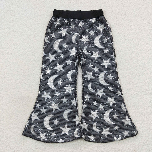 P0245 Star Moon Black Sequined Trousers