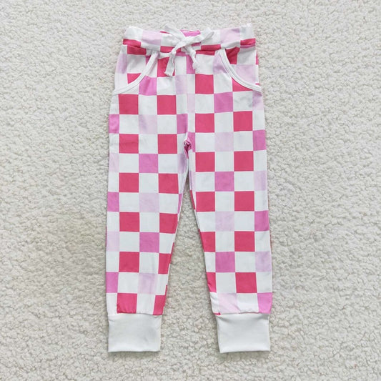 P0293 Pink and white plaid trousers