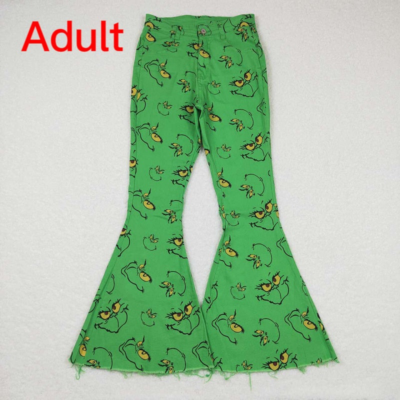 P0323 green cartoon adult jeans