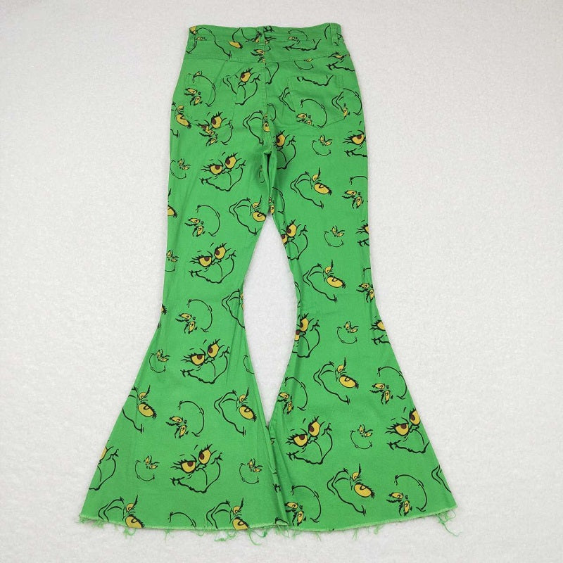 P0323 green cartoon adult jeans