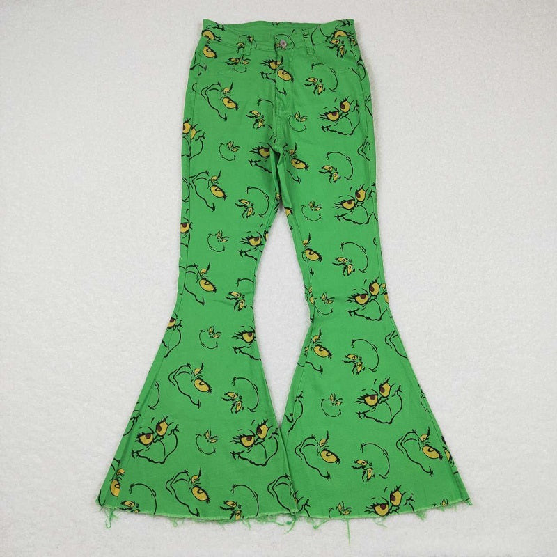 P0323 green cartoon adult jeans