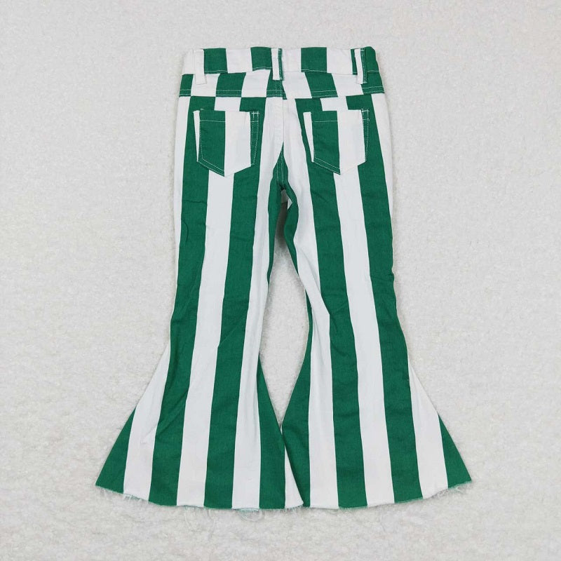 P0330 Green and white striped denim trousers