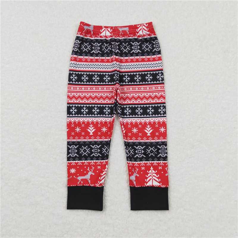 BLP0414   BT0449 brother bear polar bear red gray long sleeve top+P0342 Snowflake Reindeer Red and Black Pants Suit