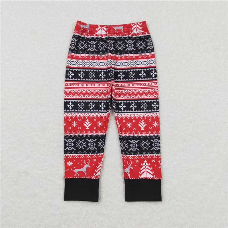 GT0390 sister bear polar bear red gray long sleeve top+P0342 Snowflake Reindeer Red and Black Pants Suit