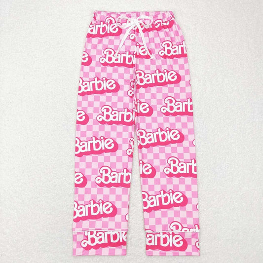 P0356 Adult lettered pink plaid trousers