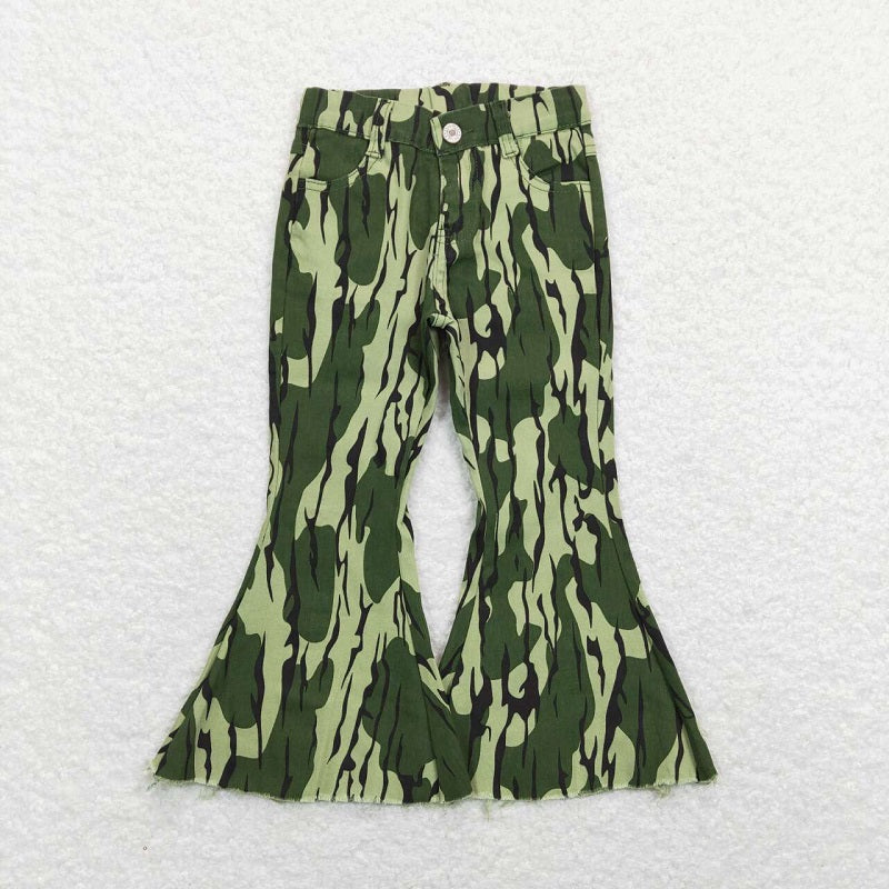 P0372 Camouflage green denim trousers jeans