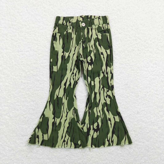 P0372 Camouflage green denim trousers jeans
