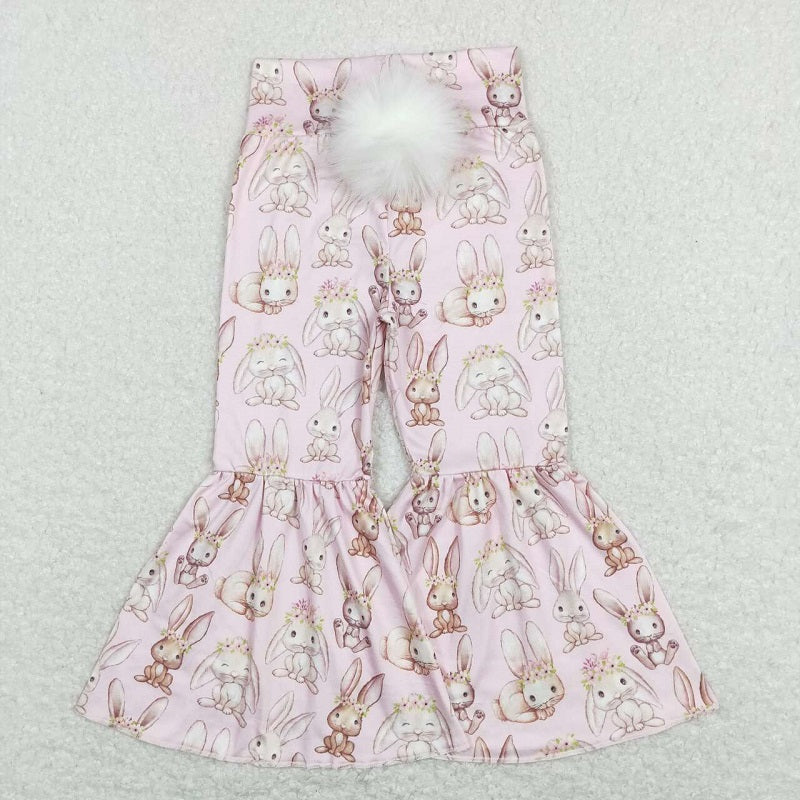 P0387 Flower bunny fur ball tail pink trousers