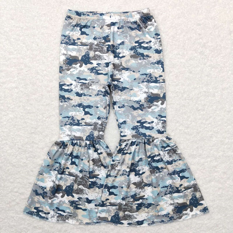 black top GT0419 +camouflage girls bell bottom pants P0390