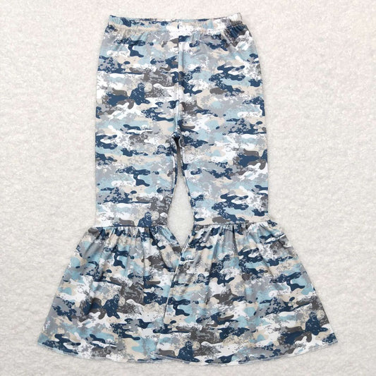 P0390 camouflage girls bell bottom pants