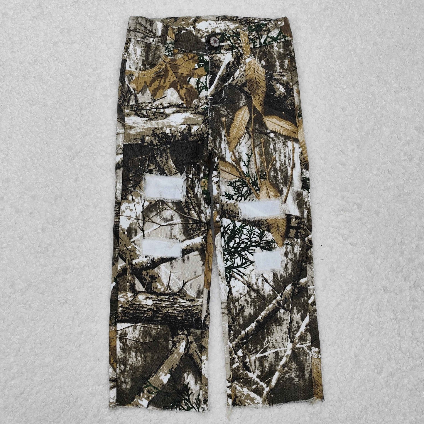P0410 Baby Boys Camouflage Real Tree Distressed Denim Pants