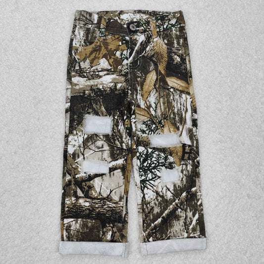 P0410 Baby Boys Camouflage Real Tree Distressed Denim Pants