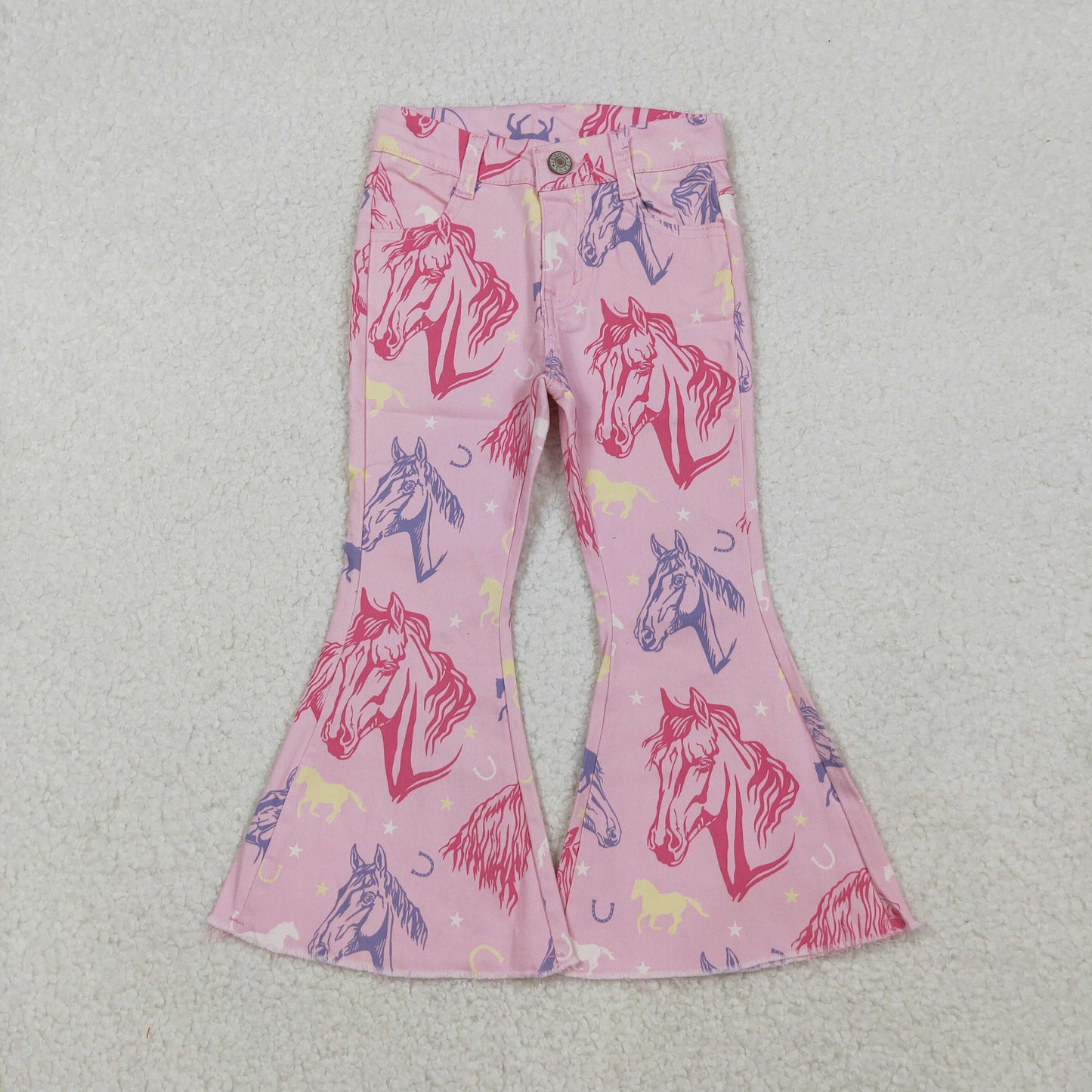 P0431 Baby Girls Pink Western Horse Denim Pants Jeans   D 1022