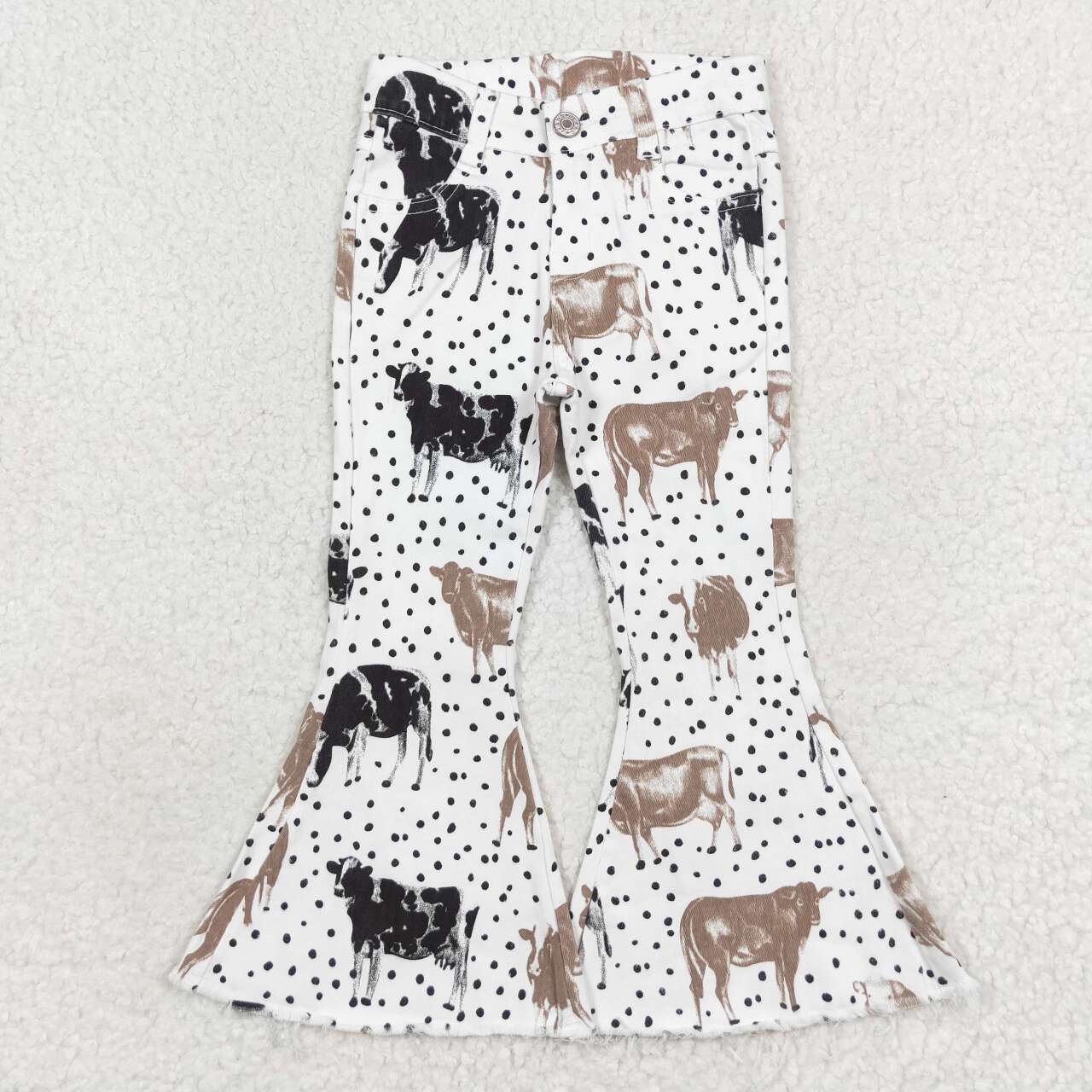 P0452 Cow polka dot denim trousers