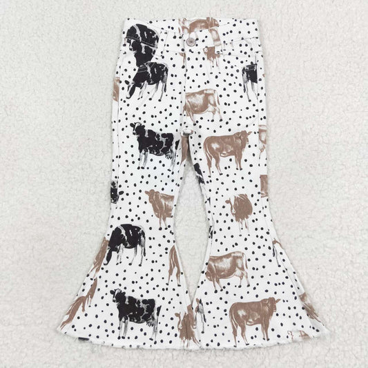 P0452 Cow polka dot denim trousers