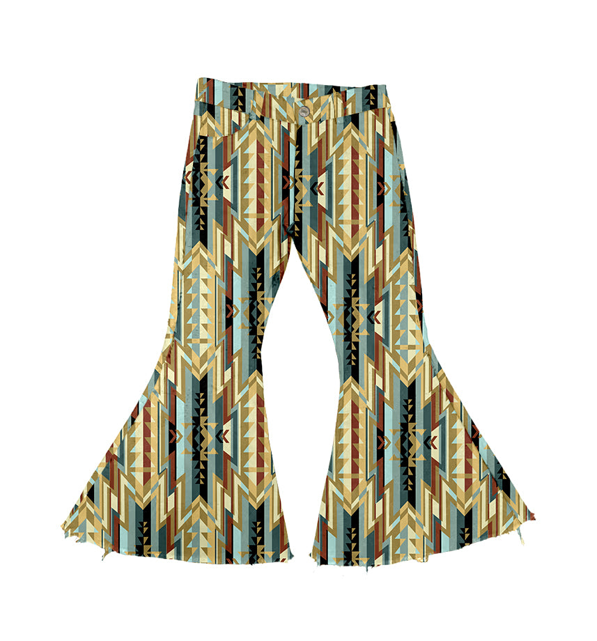 presale P0467 geometric striped denim trousers