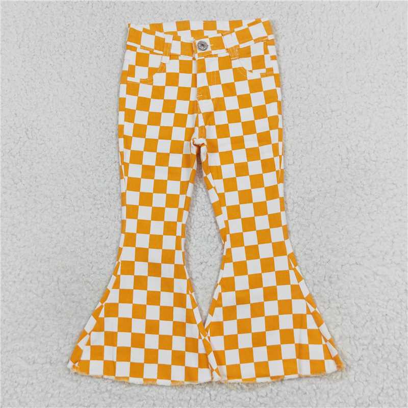 Match Girls Boys Checkered Denim Adjustble Waistband Jeand Pants D 3.31