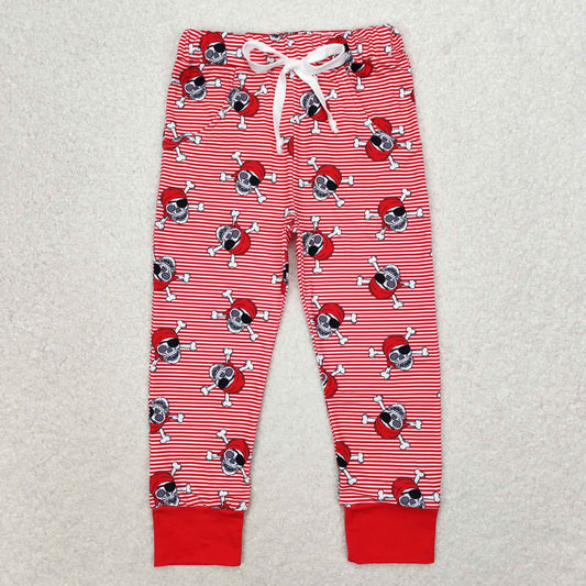 P0479 Skull red striped trousers