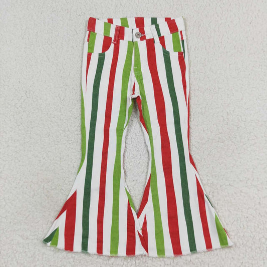 P0484 Red and green striped denim trousers