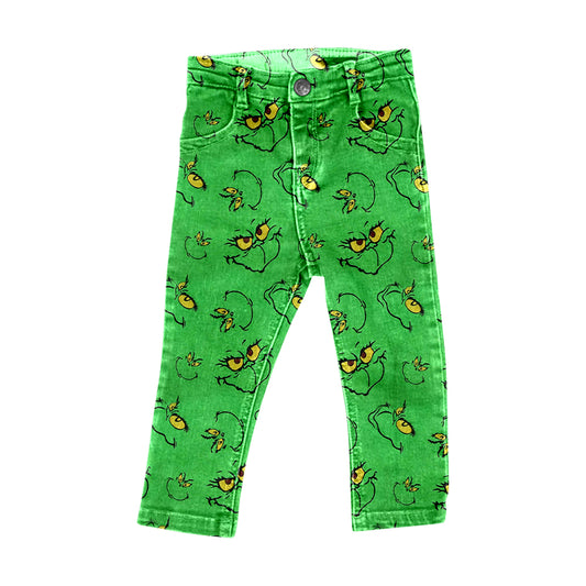 presale P0485 Green straight denim trousers