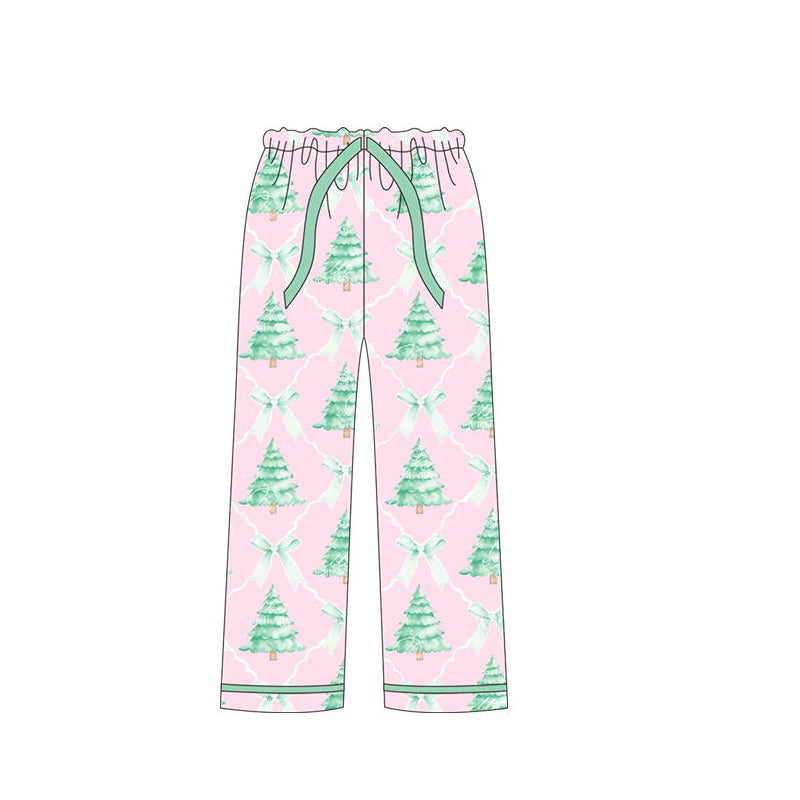 P0491  Adult women's Christmas tree bow pink trousers