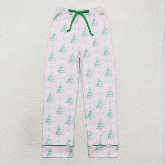 P0491  Adult women's Christmas tree bow pink trousers