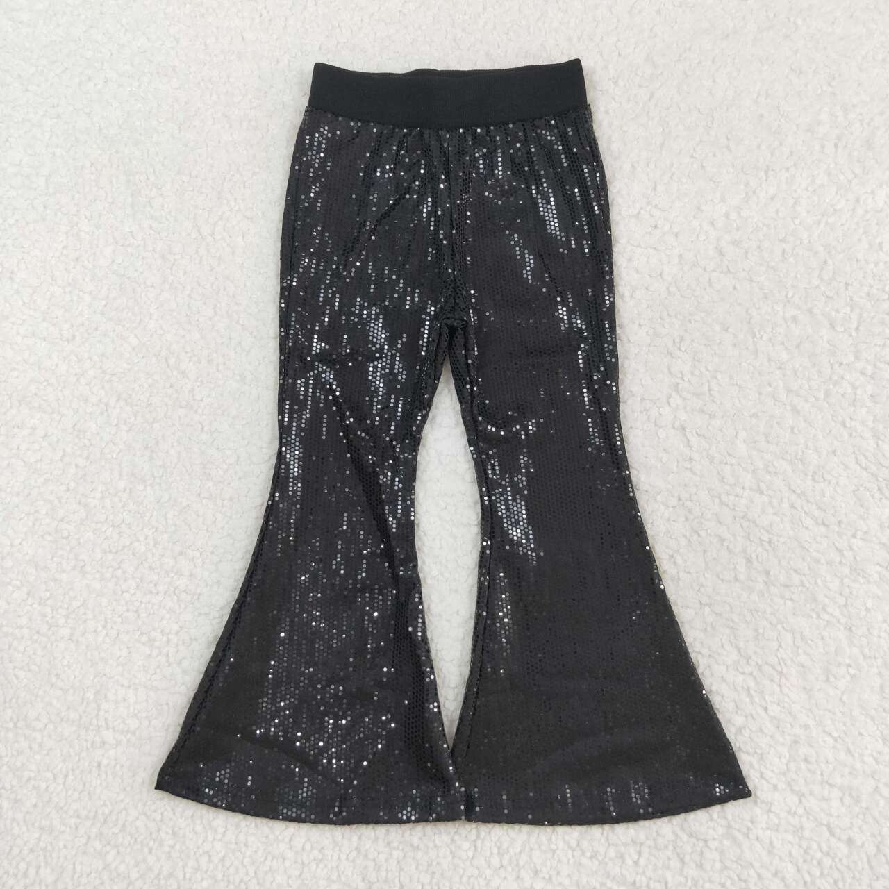 P0495 Black sequined mesh trousers