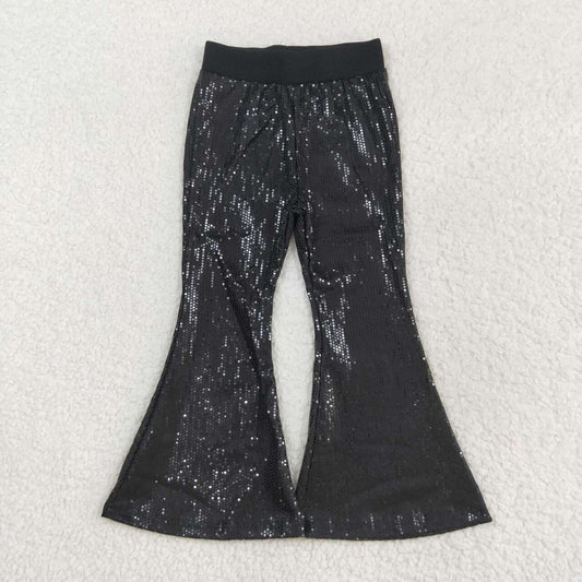 P0495 Black sequined mesh trousers