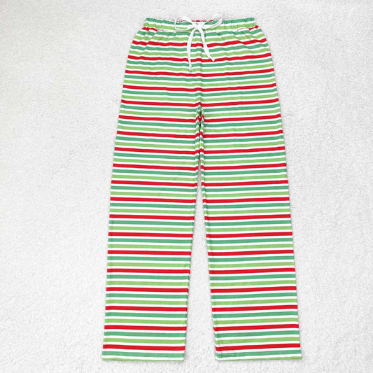 P0502 Adult Women Christmas Red and Green Striped Pants