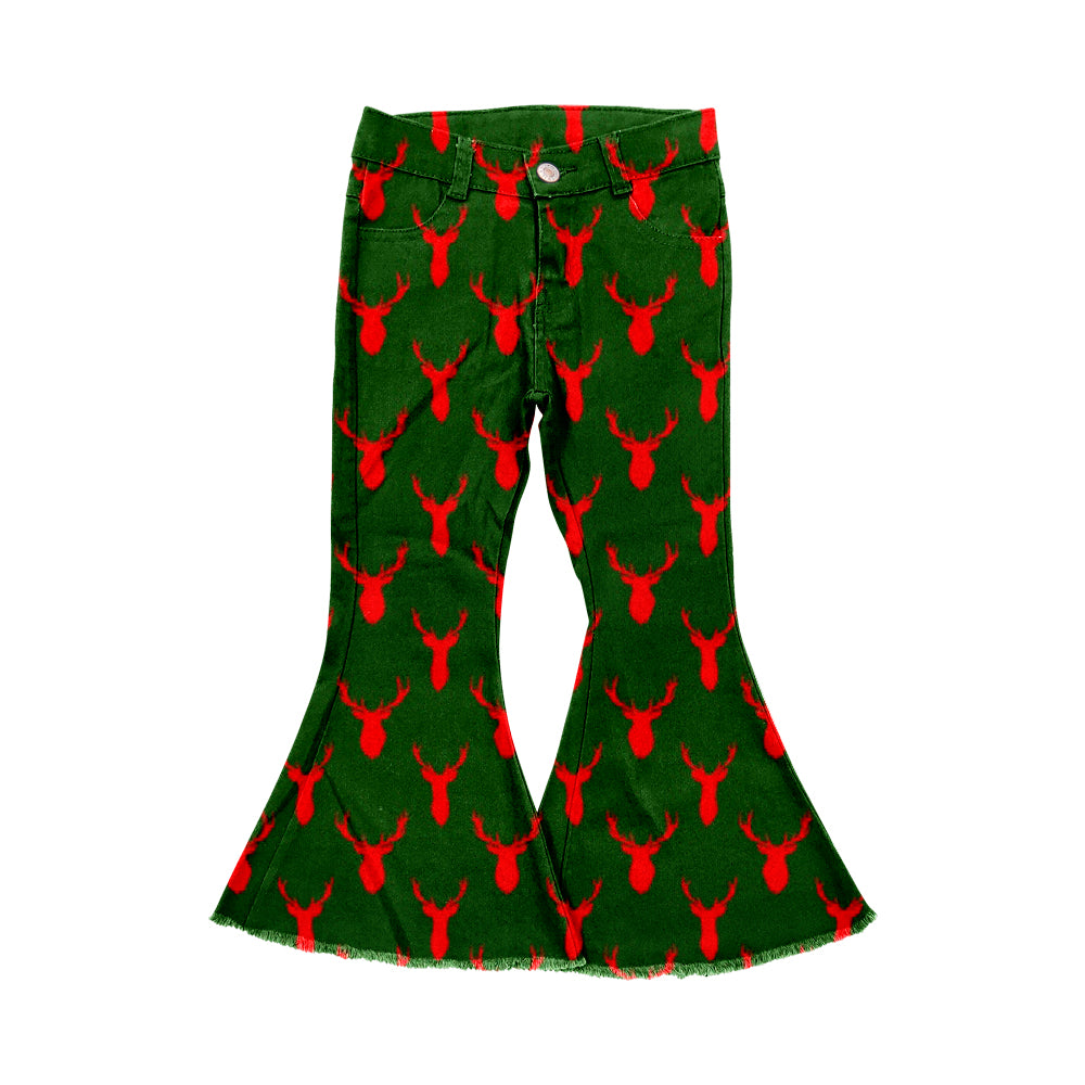 presale P0515 Christmas Reindeer Green Denim Pants