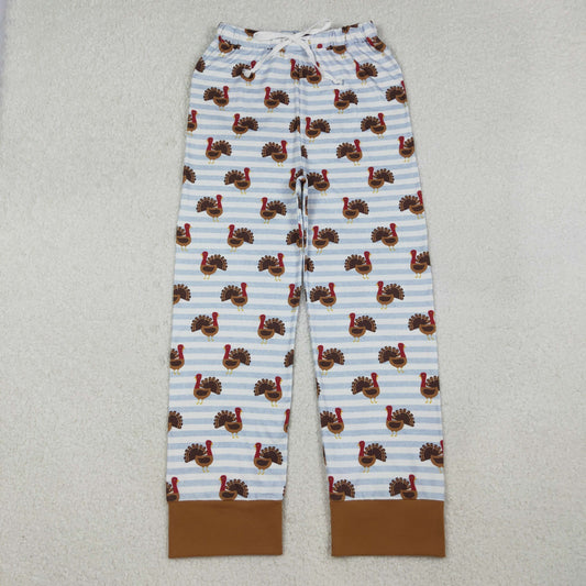 P0516 Adult Women Turkey Stripe Brown Lace Pocket Pants D 1022