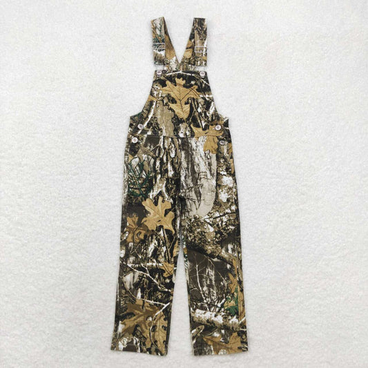 P0533 Leaf and branch camouflage denim suspenders pants