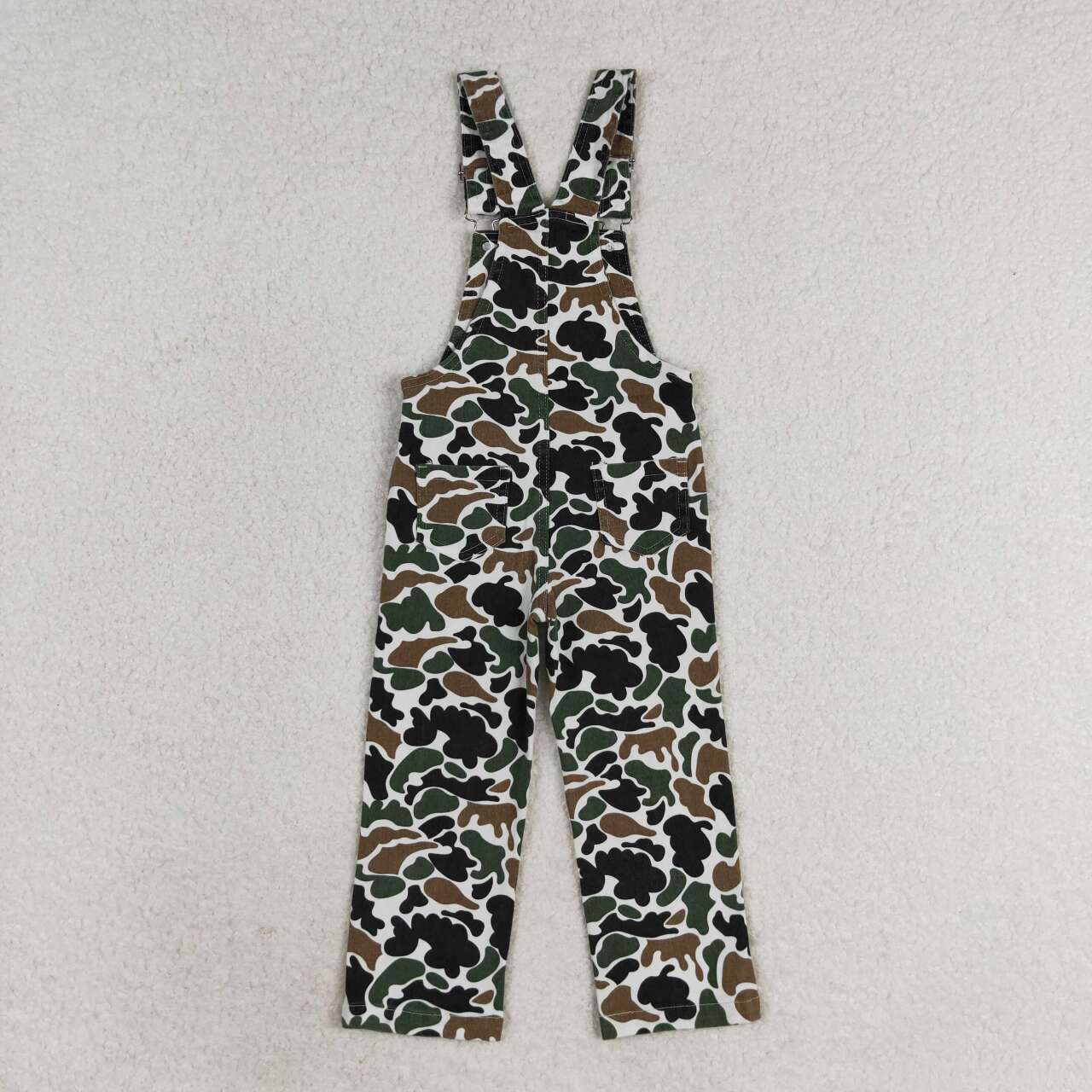P0535 Brown and green camouflage denim overalls