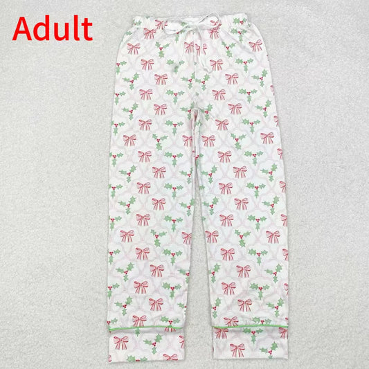 P0545 Adult Women Pink Bow Pattern Leaf Pants