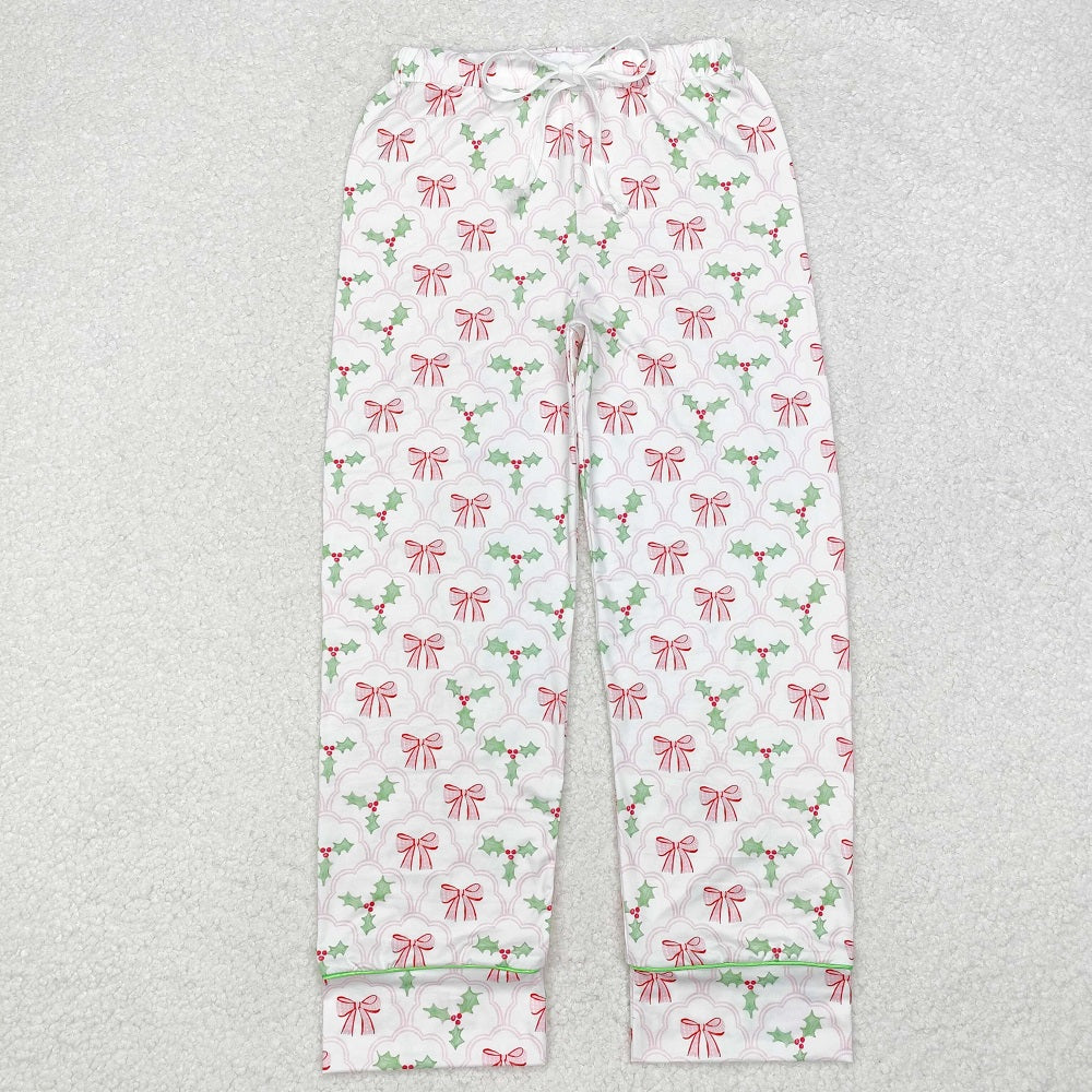 P0545 Adult Women Pink Bow Pattern Leaf Pants