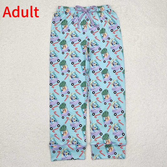 P0565 Adult Women Mama Christmas tree trolley cane blue trousers