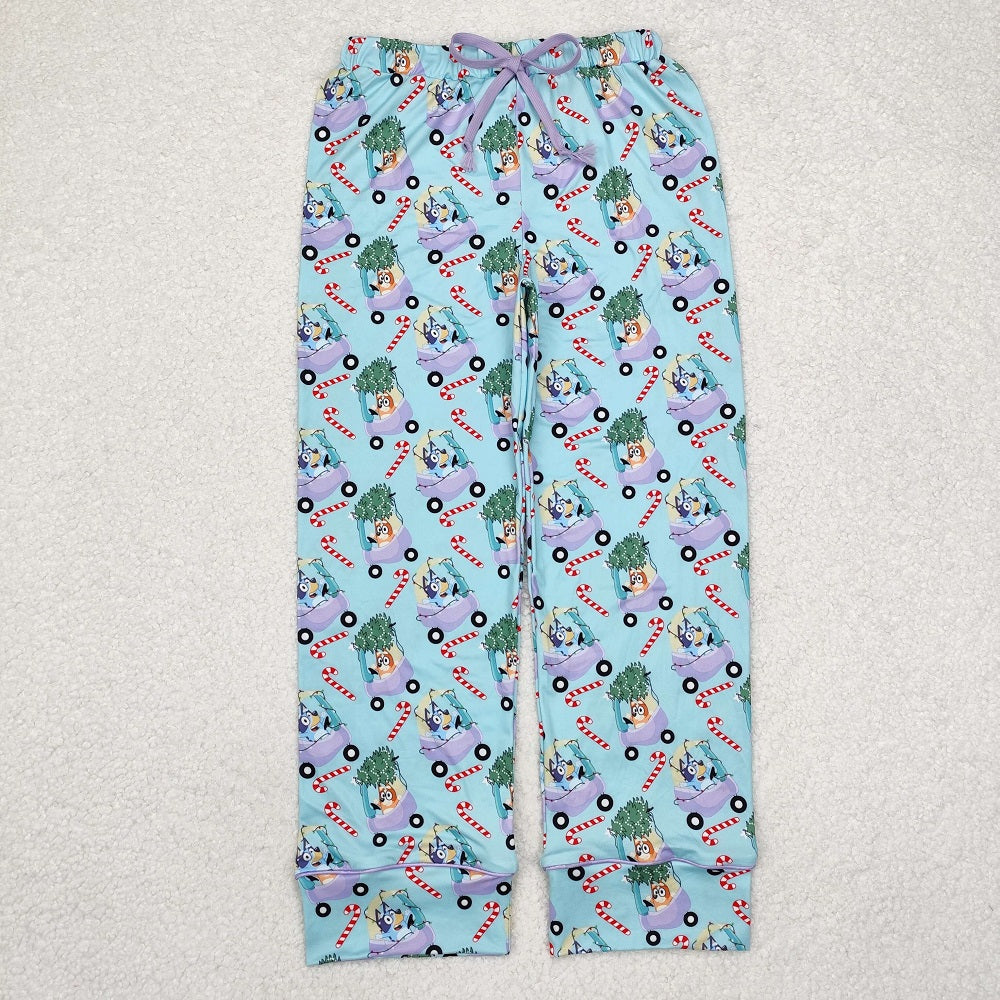 P0565 Adult Women Mama Christmas tree trolley cane blue trousers