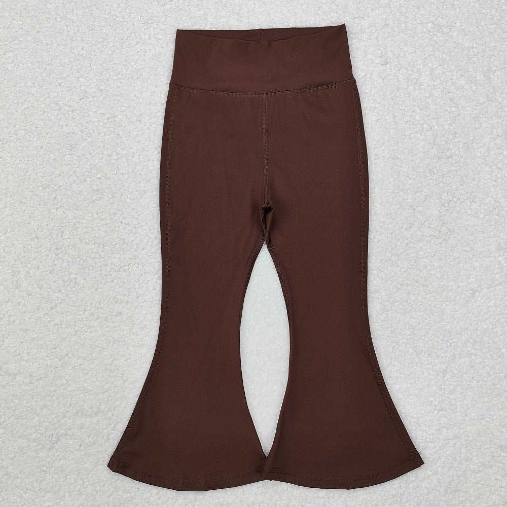 P0571  Baby Girls Brown Yoga Active Wear Bell Bottom Pants