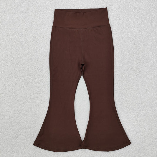 P0571 Baby Girls Brown Yoga Active Wear Bell Bottom Pants
