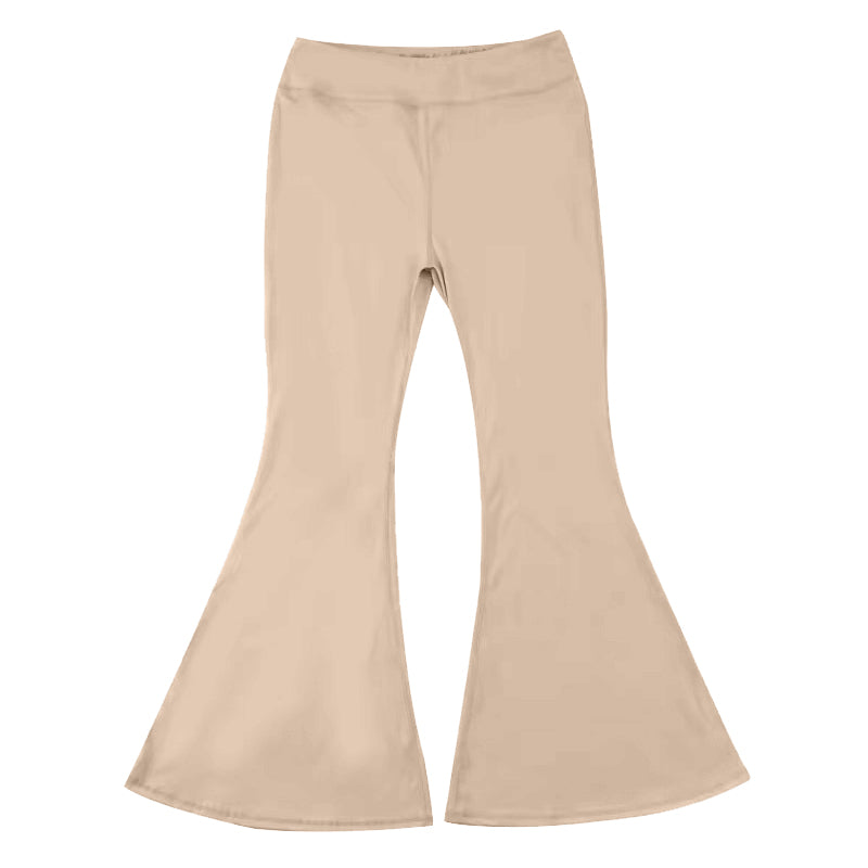 presale  P0574  Baby Girls Khaki Yoga Active Wear Bell Bottom Pants 2024 7.11