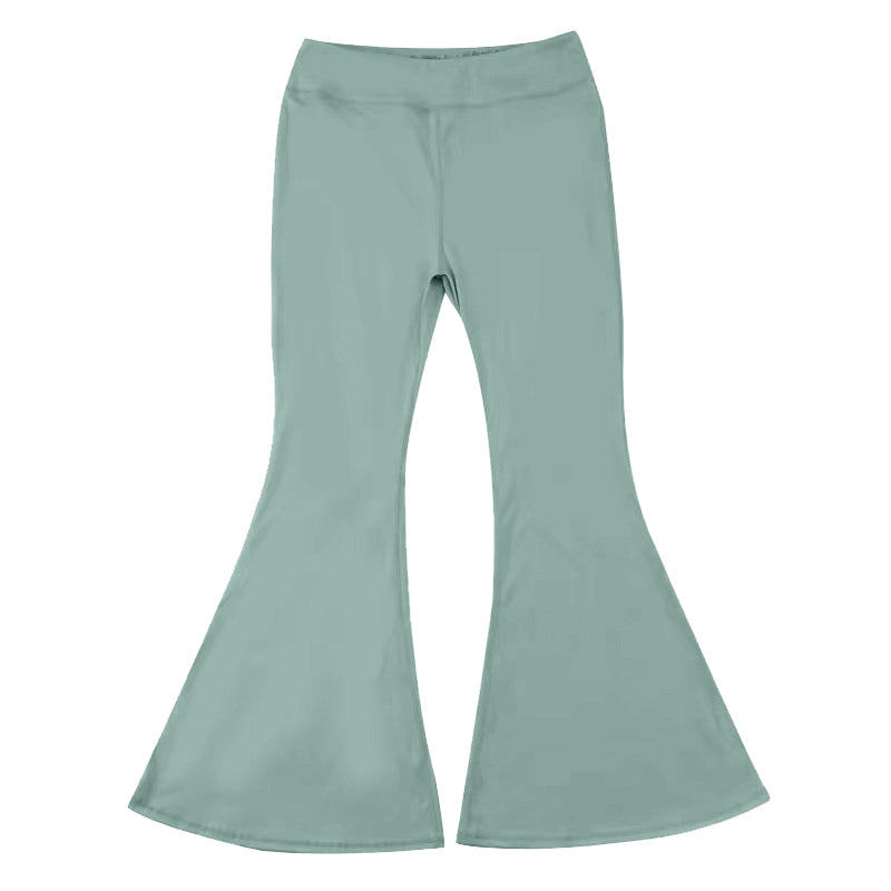 presale  P0575 Baby Girls Green Yoga Active Wear Bell Bottom Pants 2024 7.11