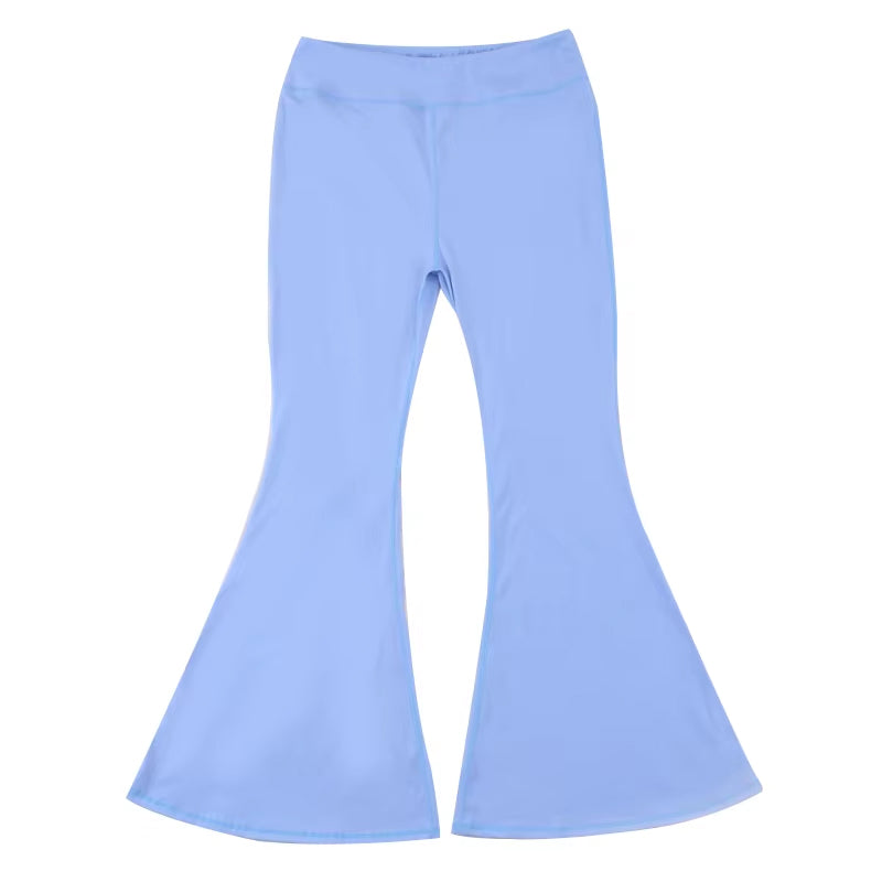 presale P0577  Baby Girls Light Blue Yoga Active Wear Bell Bottom  2024 7.11